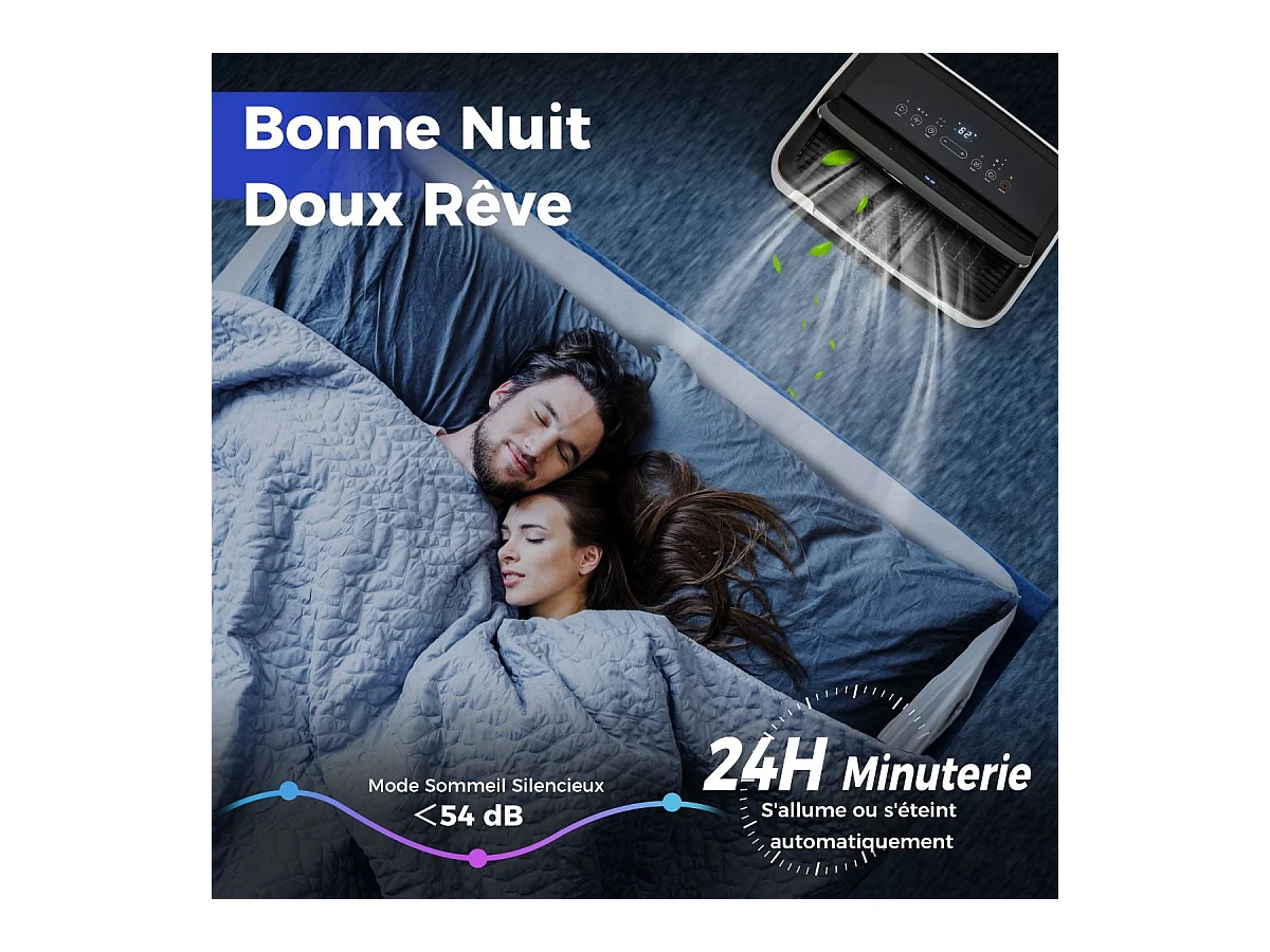 Climatiseur Mobile Silencieux 6 EN 1, Refroidissement,Chauffage,Ventilateur,Déshumidificateur,Mode Nuit,Climatisation Rapide,Clim Mobile (Clim Pro|14000BTU)