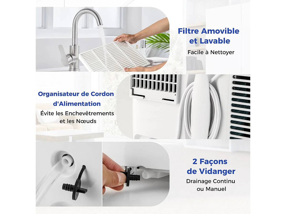 Climatiseur Mobile Silencieux 6 EN 1, Refroidissement,Chauffage,Ventilateur,Déshumidificateur,Mode Nuit,Climatisation Rapide,Clim Mobile (Clim Pro|14000BTU)