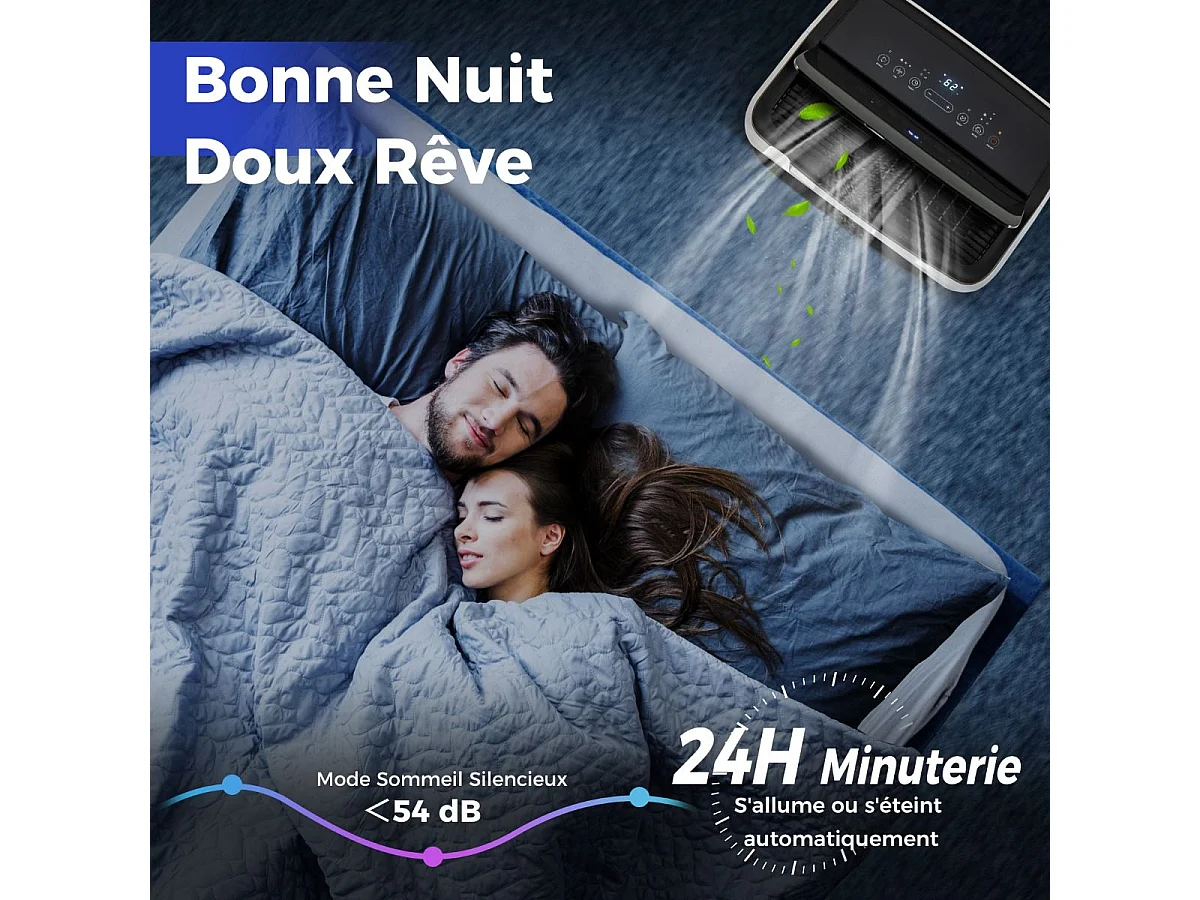 Climatiseur Mobile Silencieux 6 EN 1, Refroidissement,Chauffage,Ventilateur,Déshumidificateur,Mode Nuit,Climatisation Rapide,Clim Mobile (Clim Pro|14000BTU)