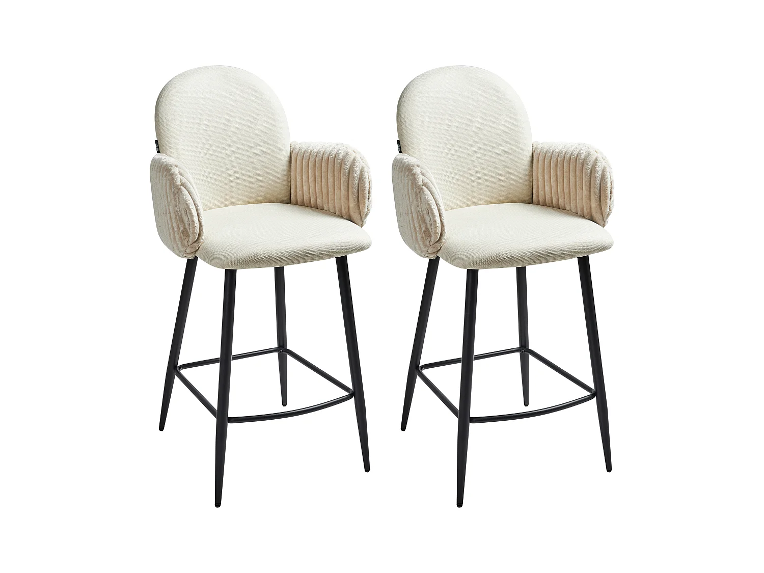 Lot de 2 chaises de bar AMITY Tissu Beige clair