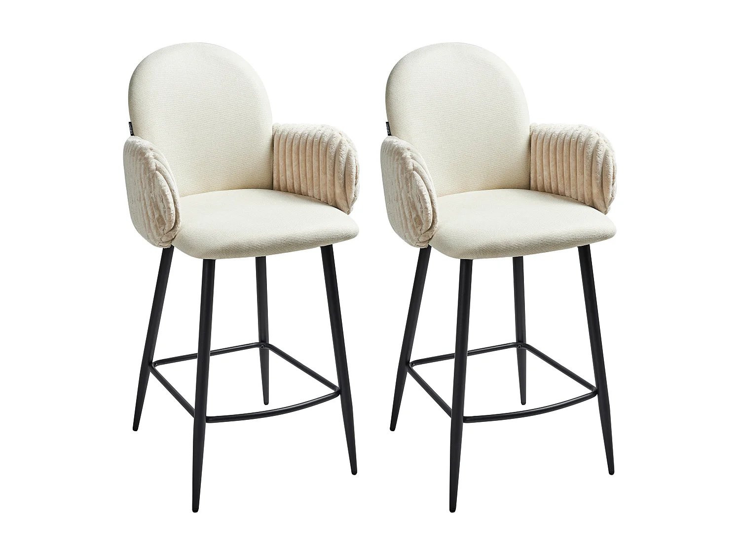 Lot de 2 chaises de bar AMITY Tissu Beige clair