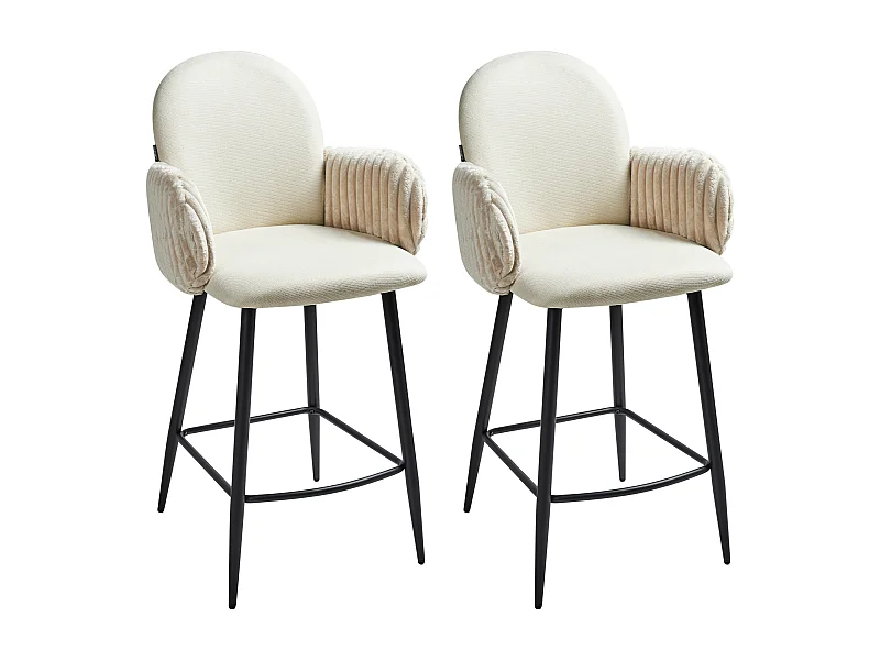 Set van 2 barstoelen AMITY Stof Lichtbeige