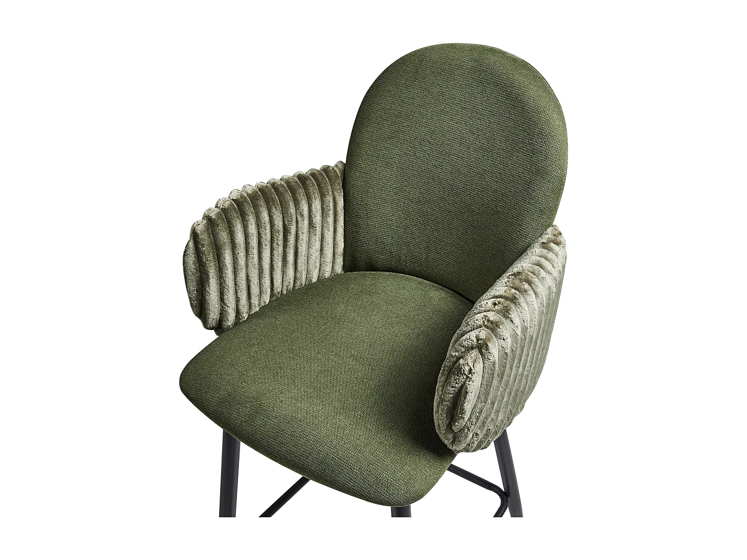 Barstuhl 2er Set Stoff grün gepolstert mit Armlehnen aus Samt Barhocker Amity