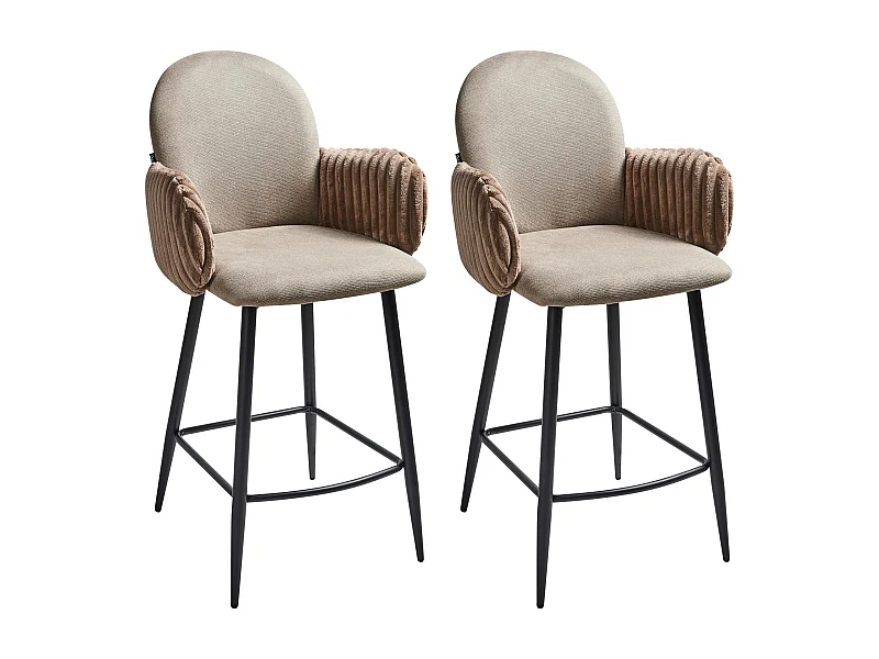 Lot de 2 chaises de bar AMITY Tissu Taupe