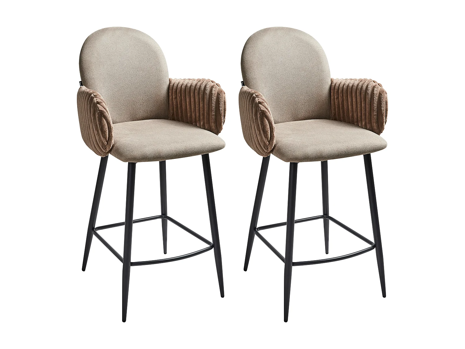 Lot de 2 chaises de bar AMITY Tissu Taupe