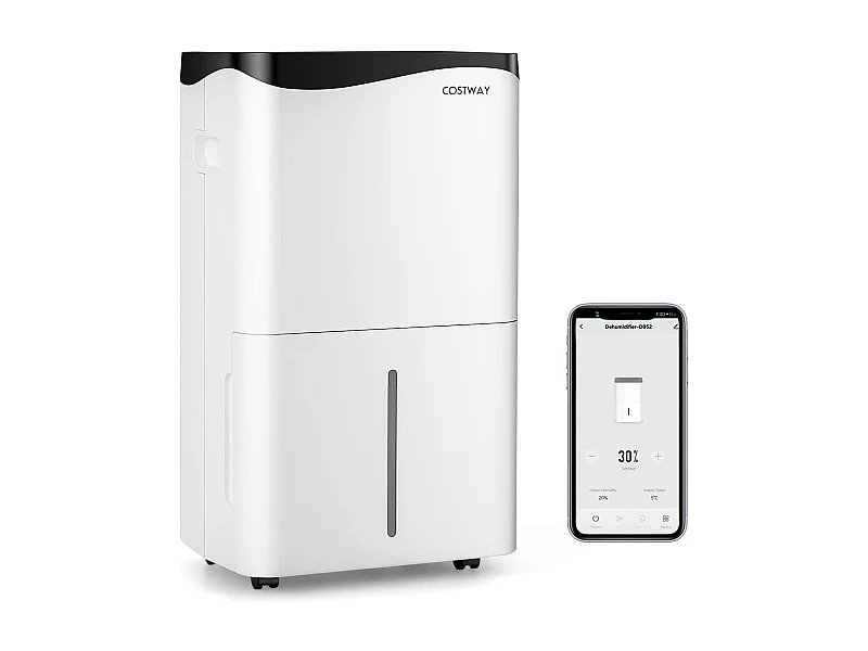 Déshumidificateur d'Air 4 en 1 50 L/Jour pour Espace 60 ㎡Contrôle WiFi Sèche-Linge Ecran LED Tactile Mode Sommeil Minuterie