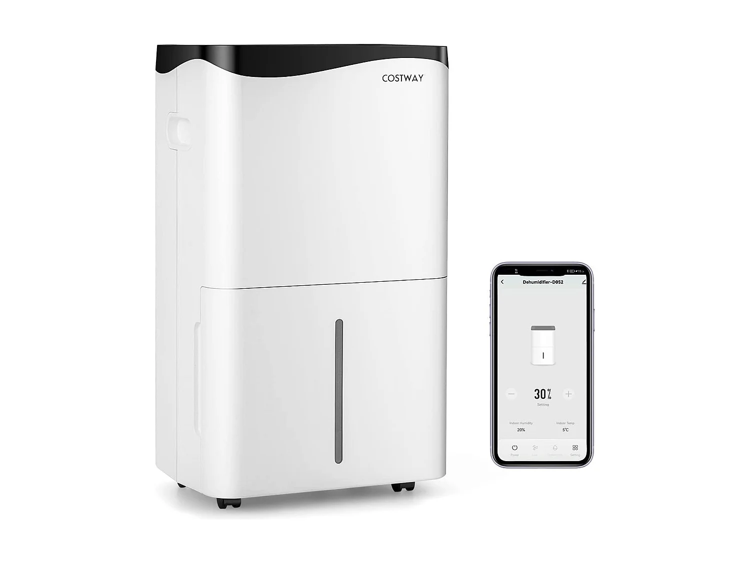 Déshumidificateur d'Air 4 en 1 50 L/Jour pour Espace 60 ㎡Contrôle WiFi Sèche-Linge Ecran LED Tactile Mode Sommeil Minuterie