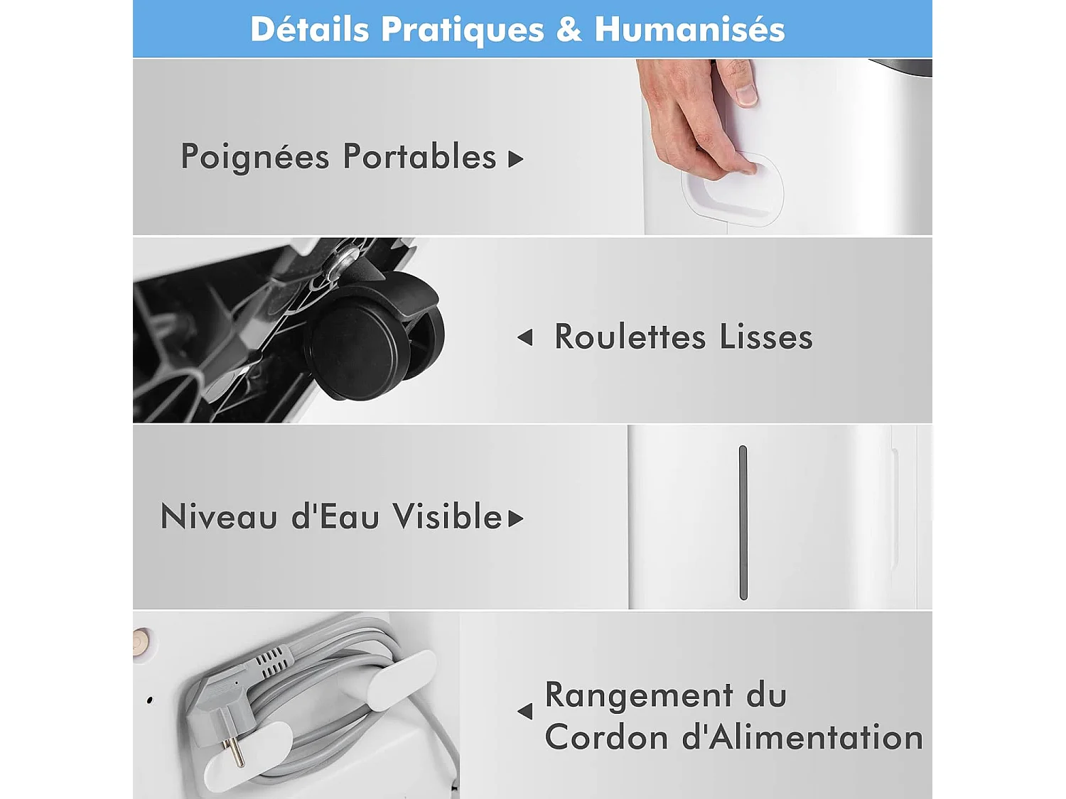 Déshumidificateur d'Air 4 en 1 50 L/Jour pour Espace 60 ㎡Contrôle WiFi Sèche-Linge Ecran LED Tactile Mode Sommeil Minuterie