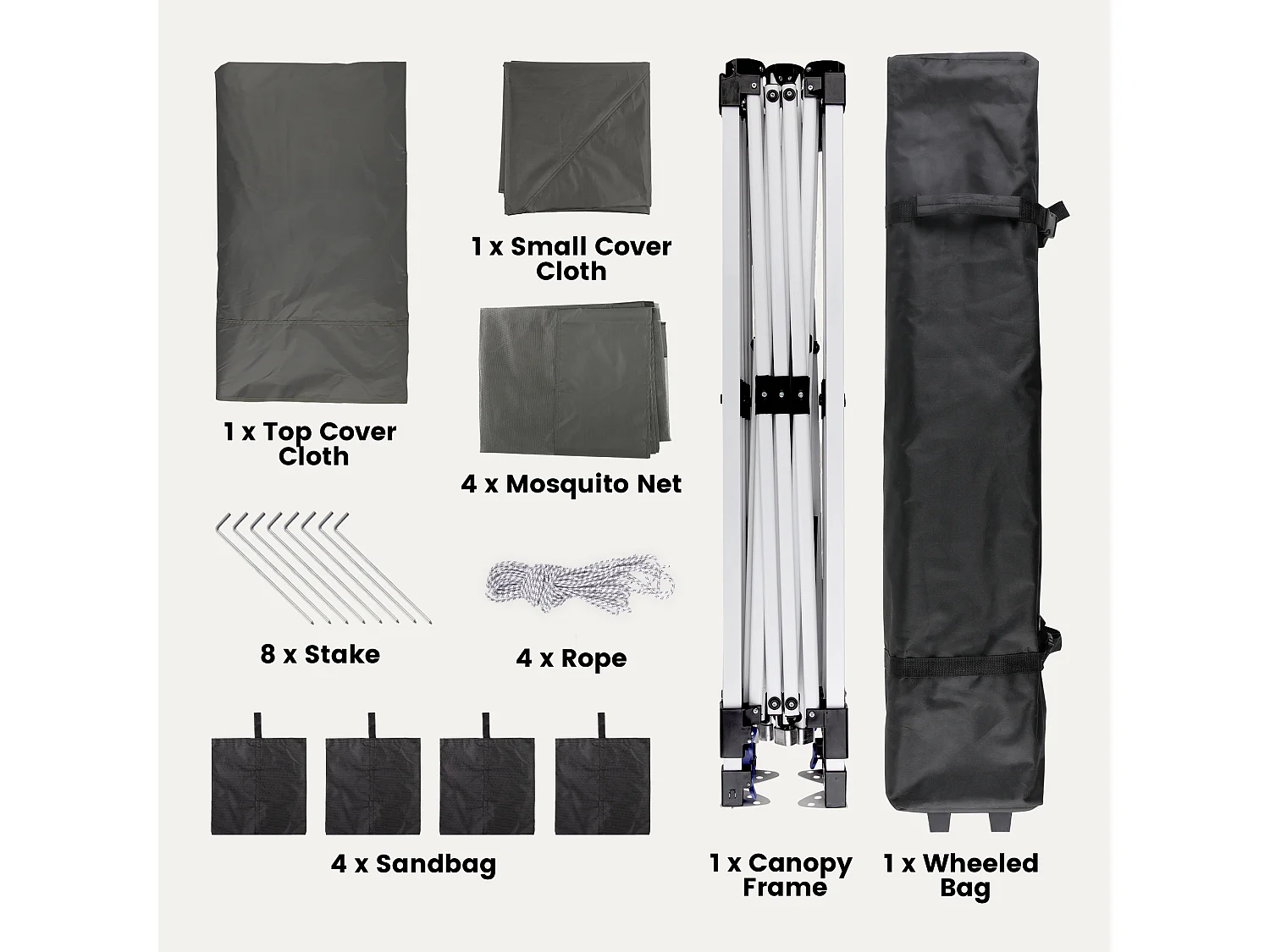 Bealife Tonnelle de Jardin Pliable, 3,35 m x 3,35 m, Grand Espace, Couleur Gris Foncé