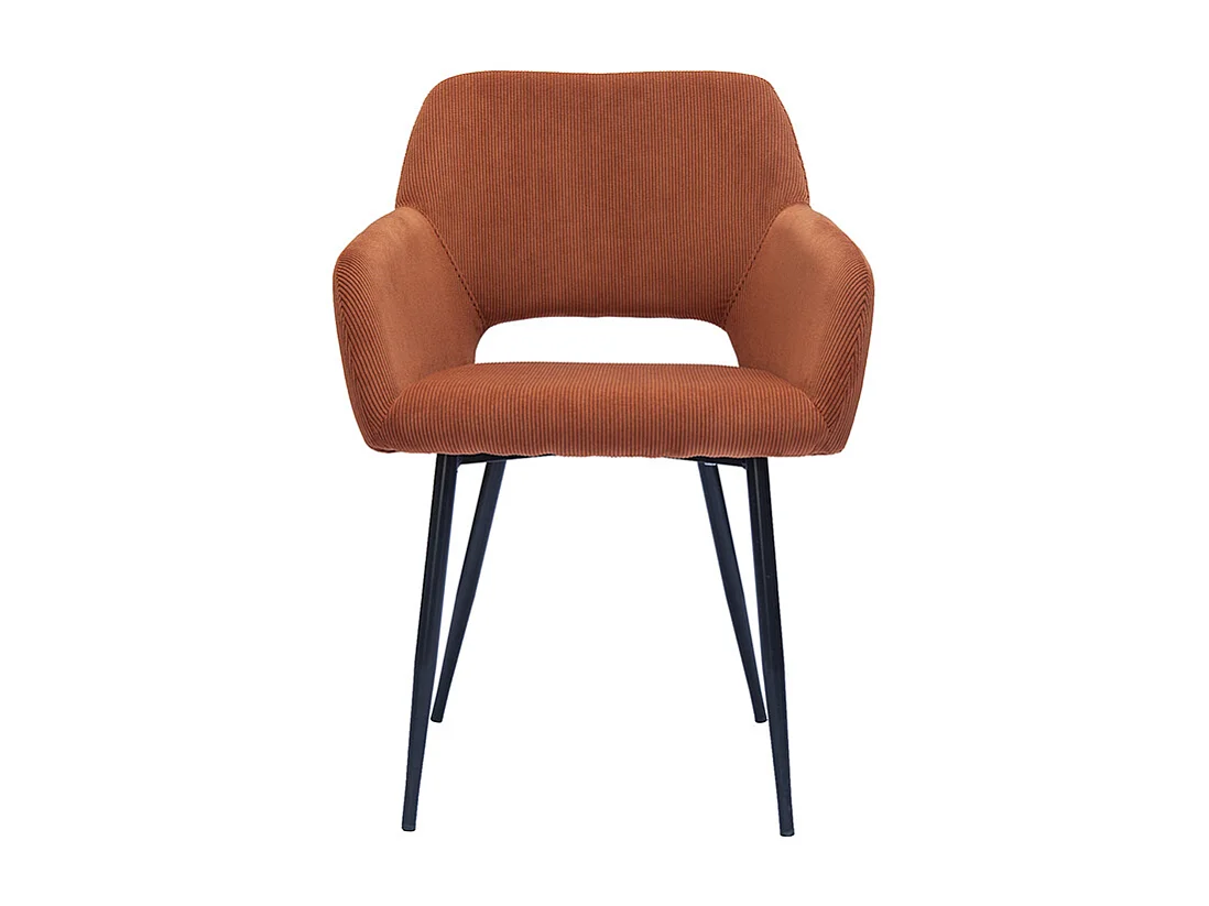 Chaises en tissu velours côtelé terre brûlée et métal noir (lot de 2) LAURETTE