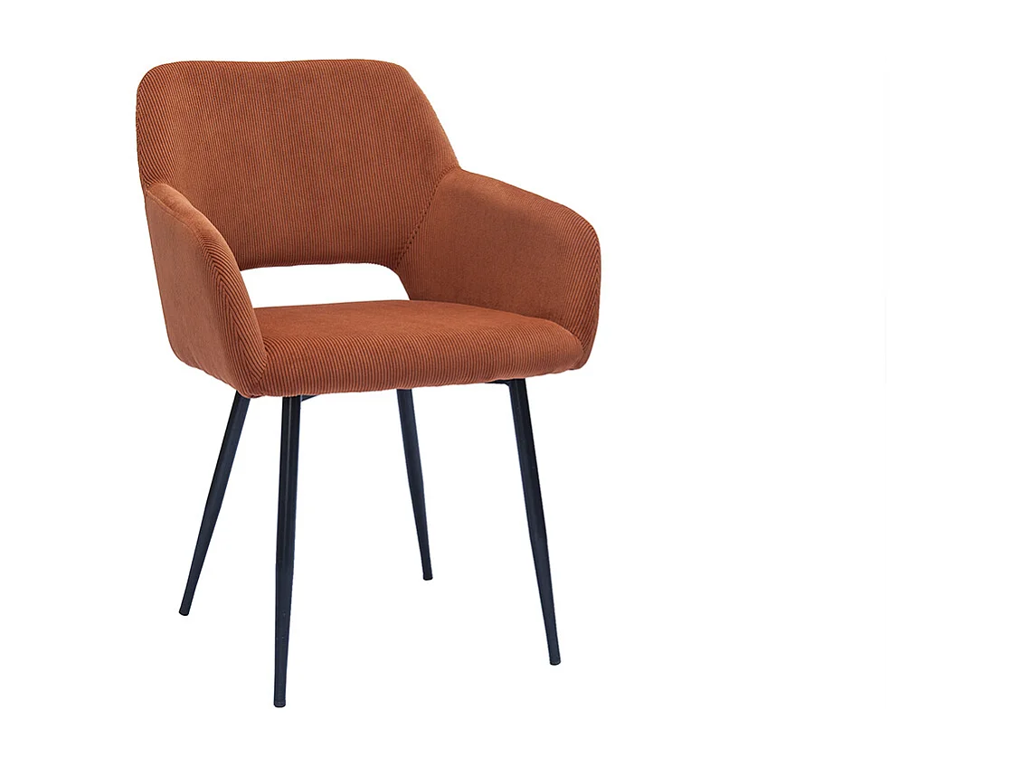 Chaises en tissu velours côtelé terre brûlée et métal noir (lot de 2) LAURETTE