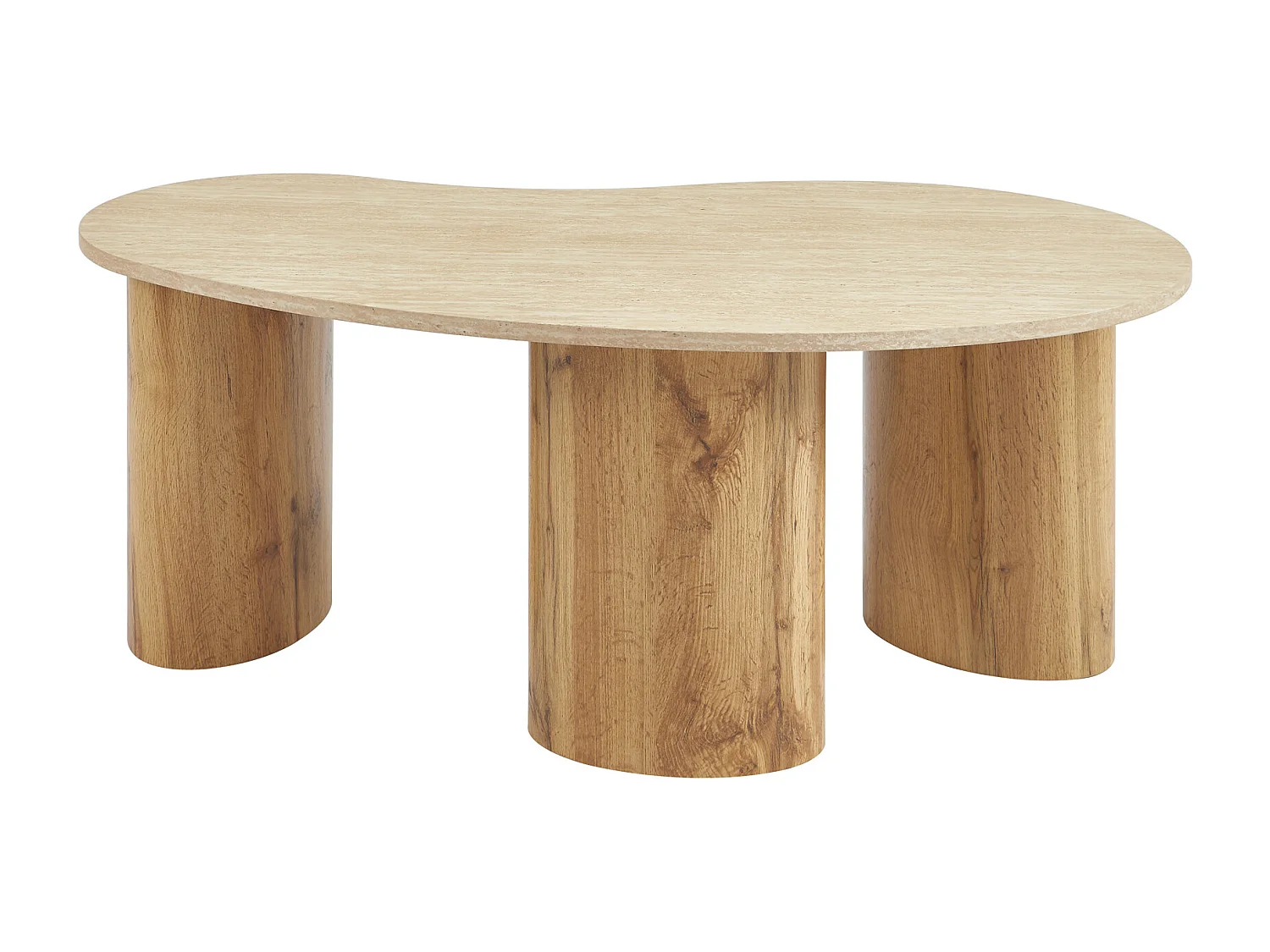Table basse en MDF - Effet travertin beige et naturel clair - ALOZYA