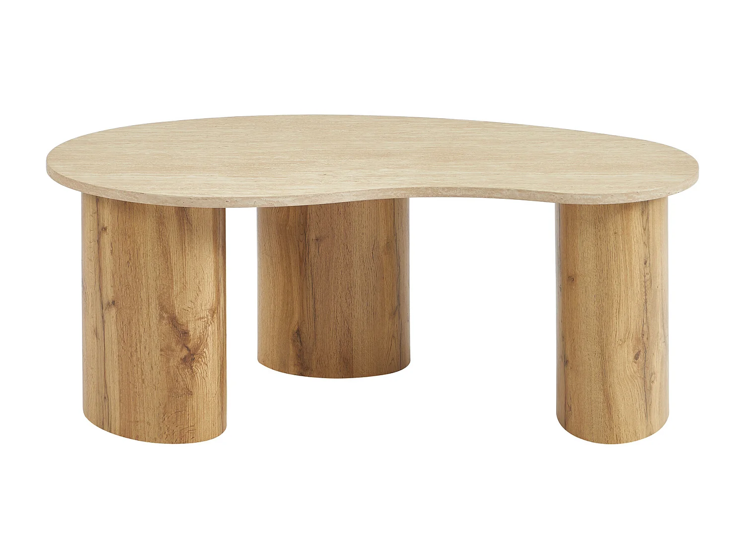 Table basse en MDF - Effet travertin beige et naturel clair - ALOZYA