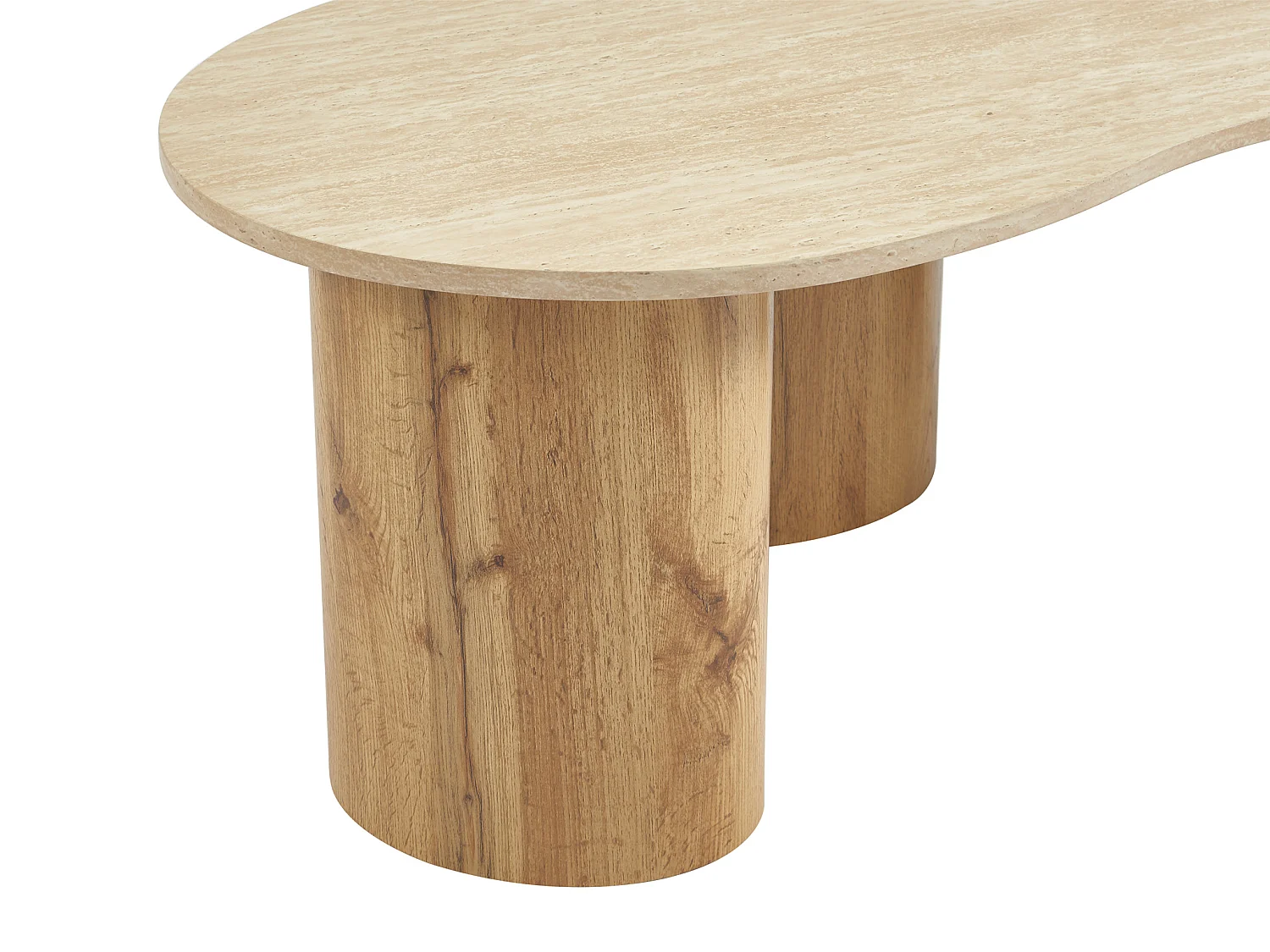 Table basse en MDF - Effet travertin beige et naturel clair - ALOZYA