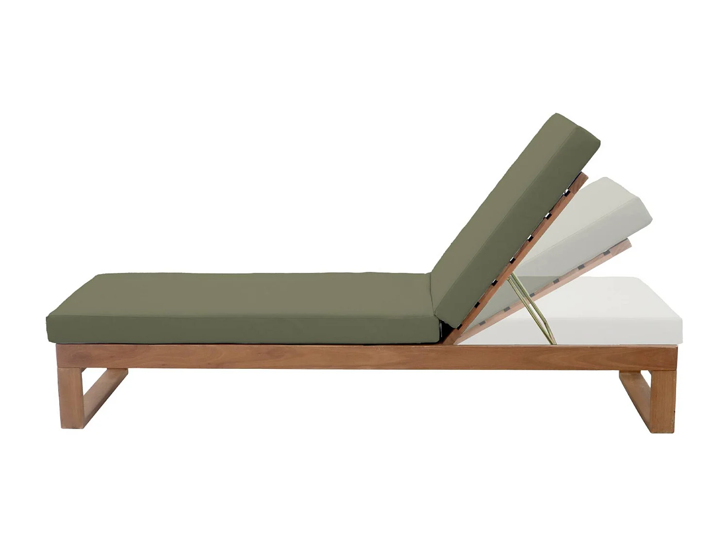 Tumbona de madera de eucalipto multiposición, set de 2 verde kaki