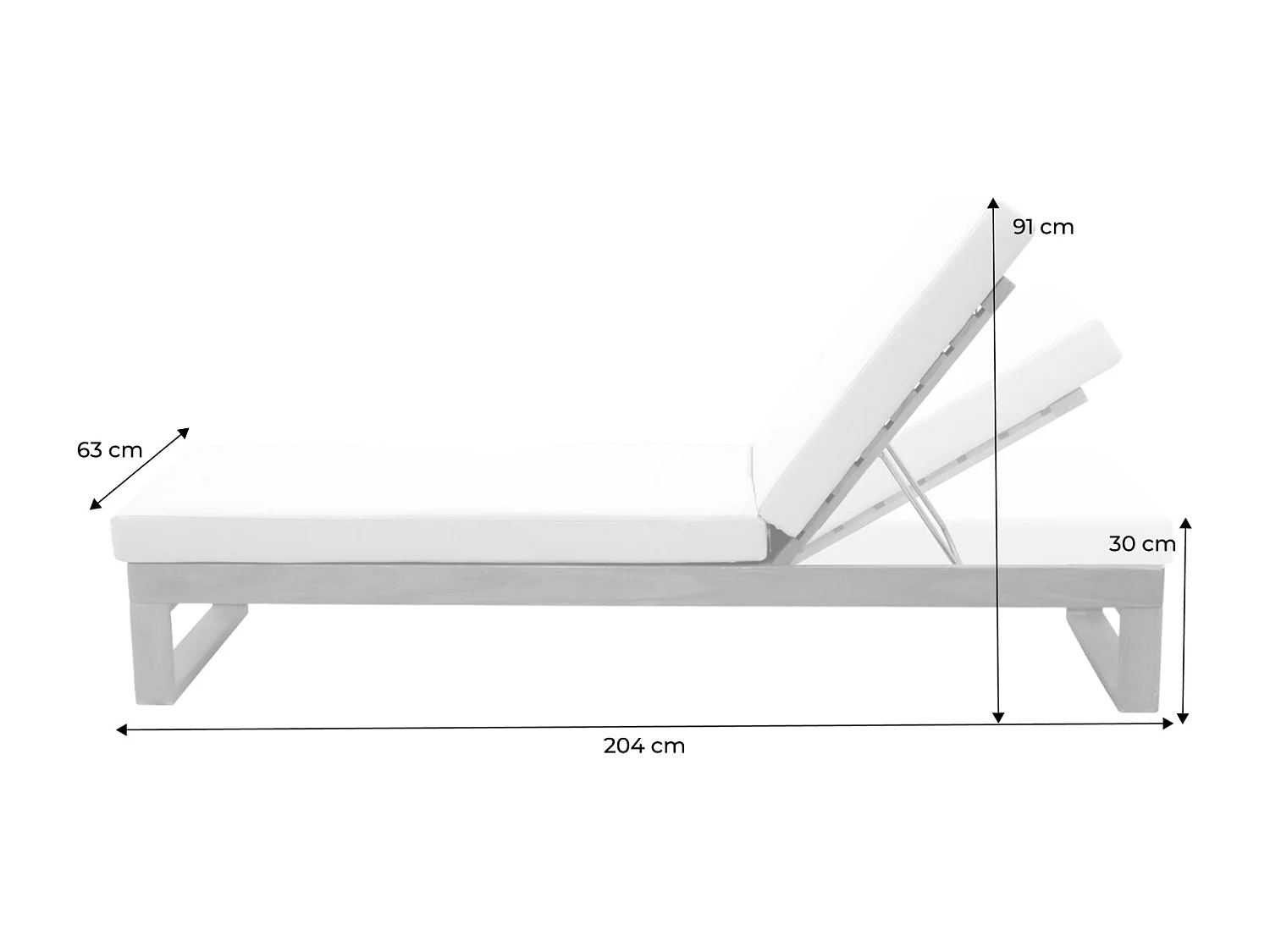 Tumbona de madera de eucalipto multiposición, set de 2 verde kaki