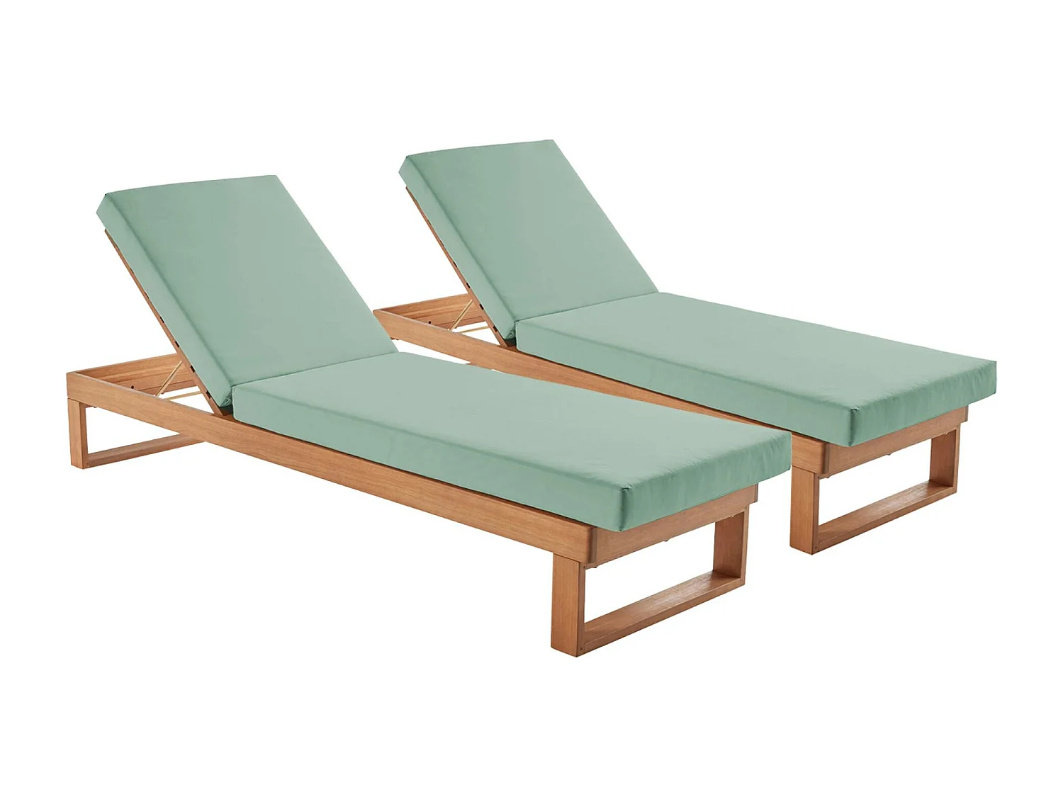 Set di 2 sdraio di legno di eucalipto multiposizione, verde grigio