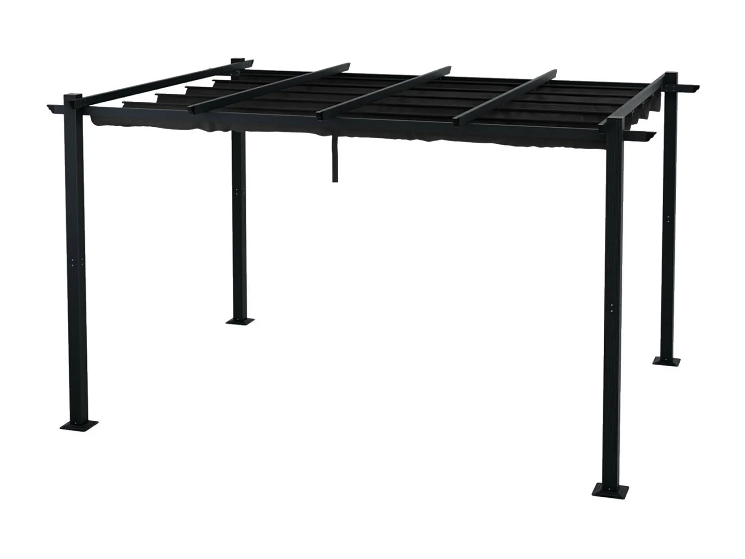 Tonnelle/Pergola aluminium 3x4m toile coulissante rétractable - Gris - BERCY XL