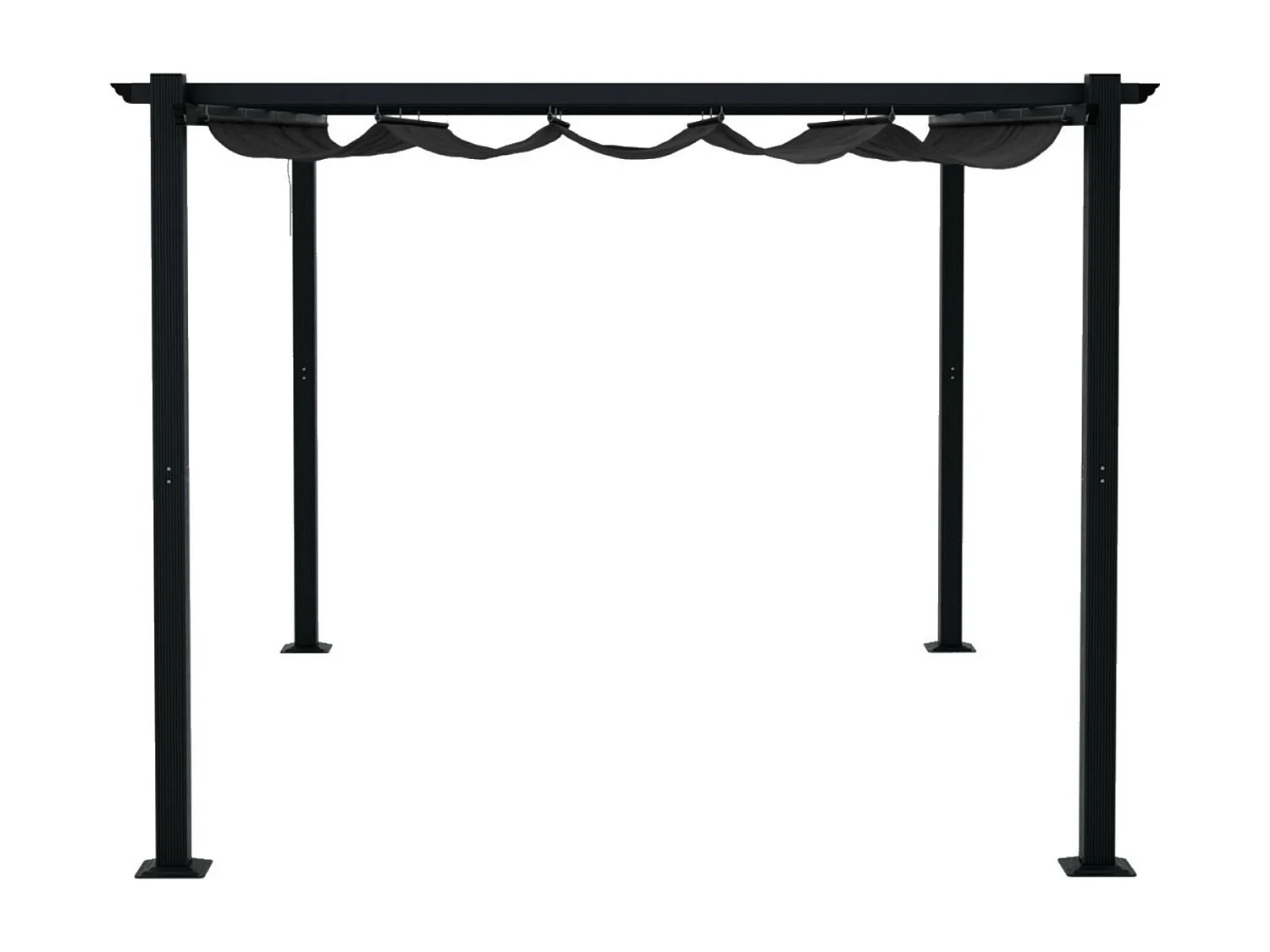 Tonnelle/Pergola aluminium 3x4m toile coulissante rétractable - Gris - BERCY XL