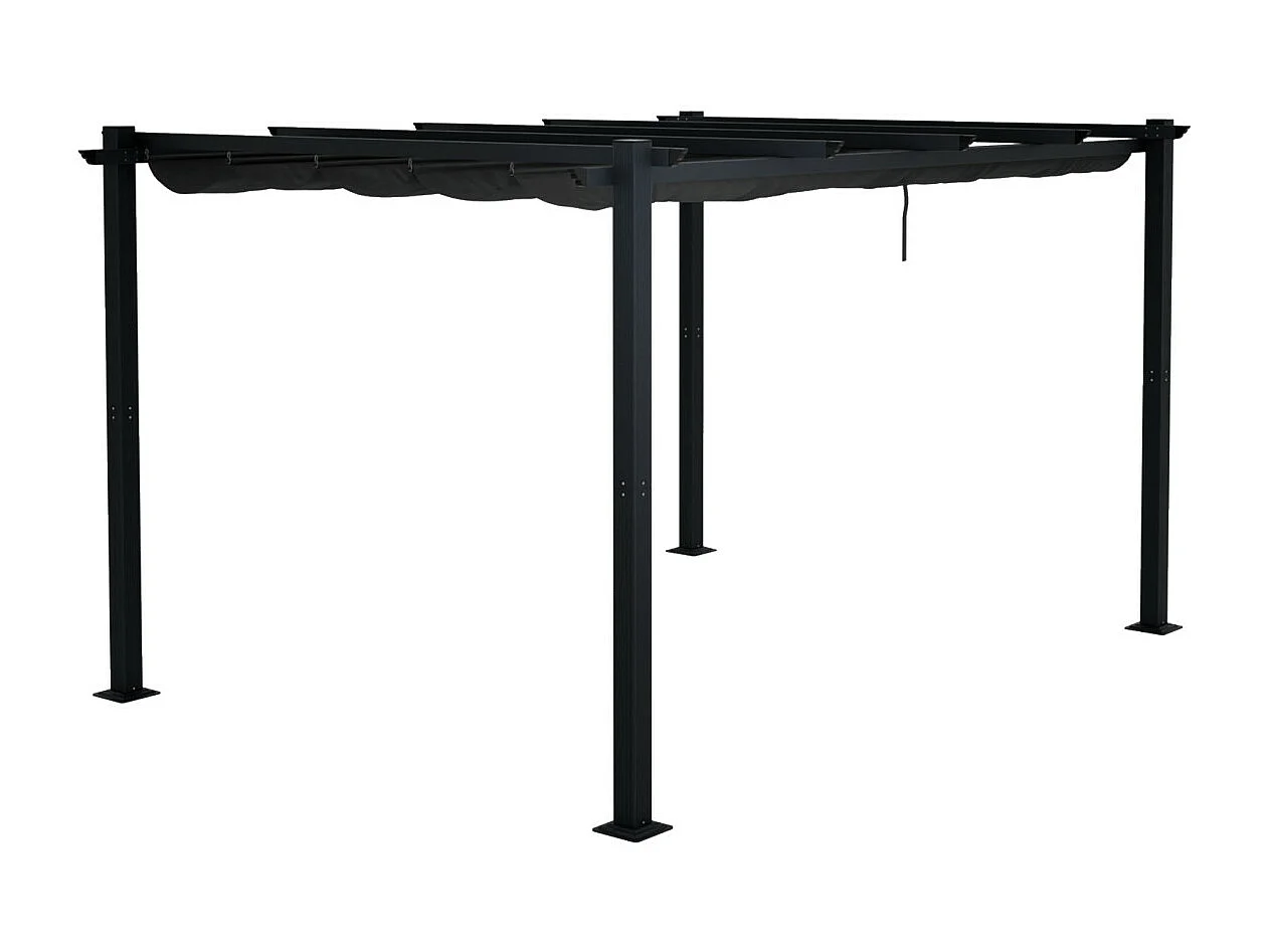 Tonnelle/Pergola aluminium 3x4m toile coulissante rétractable - Gris - BERCY XL