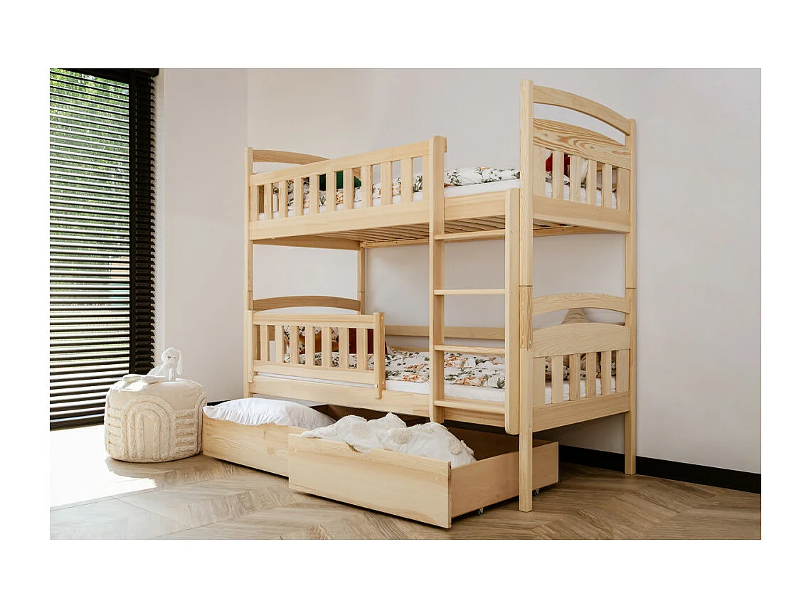 Lit Superposé PILA 90x200 Pin Livré avec le sommiers et tiroir.