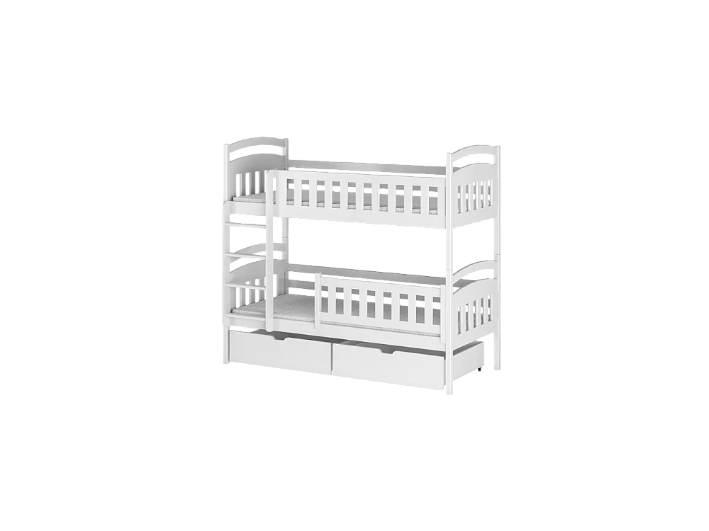 Lit Superposé PILA 90x200 Blanc - blanc Livré avec le sommiers et tiroir.