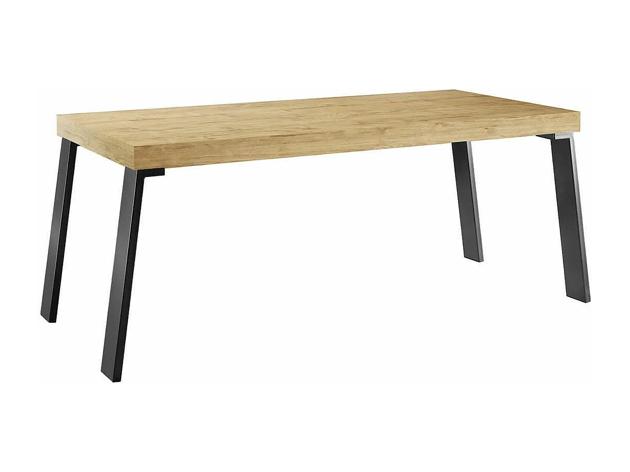PALAMO - Ensemble Séjour Buffet 3 Portes 3 Tiroirs Aspect Bois Pieds Métal Gris Foncé
