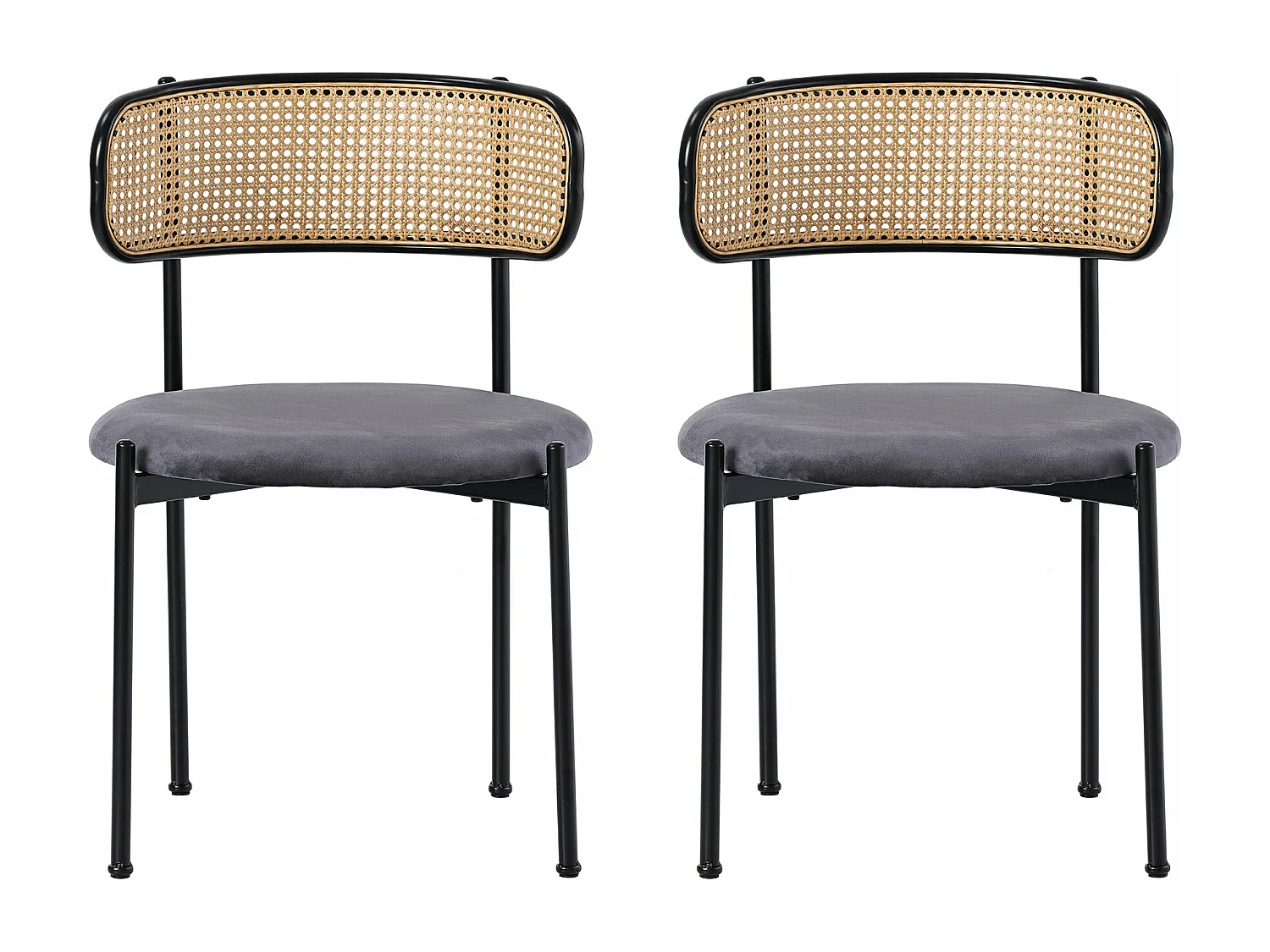 Lot de 4 chaises de salle à manger en velours, d51cm×h75cm, gris