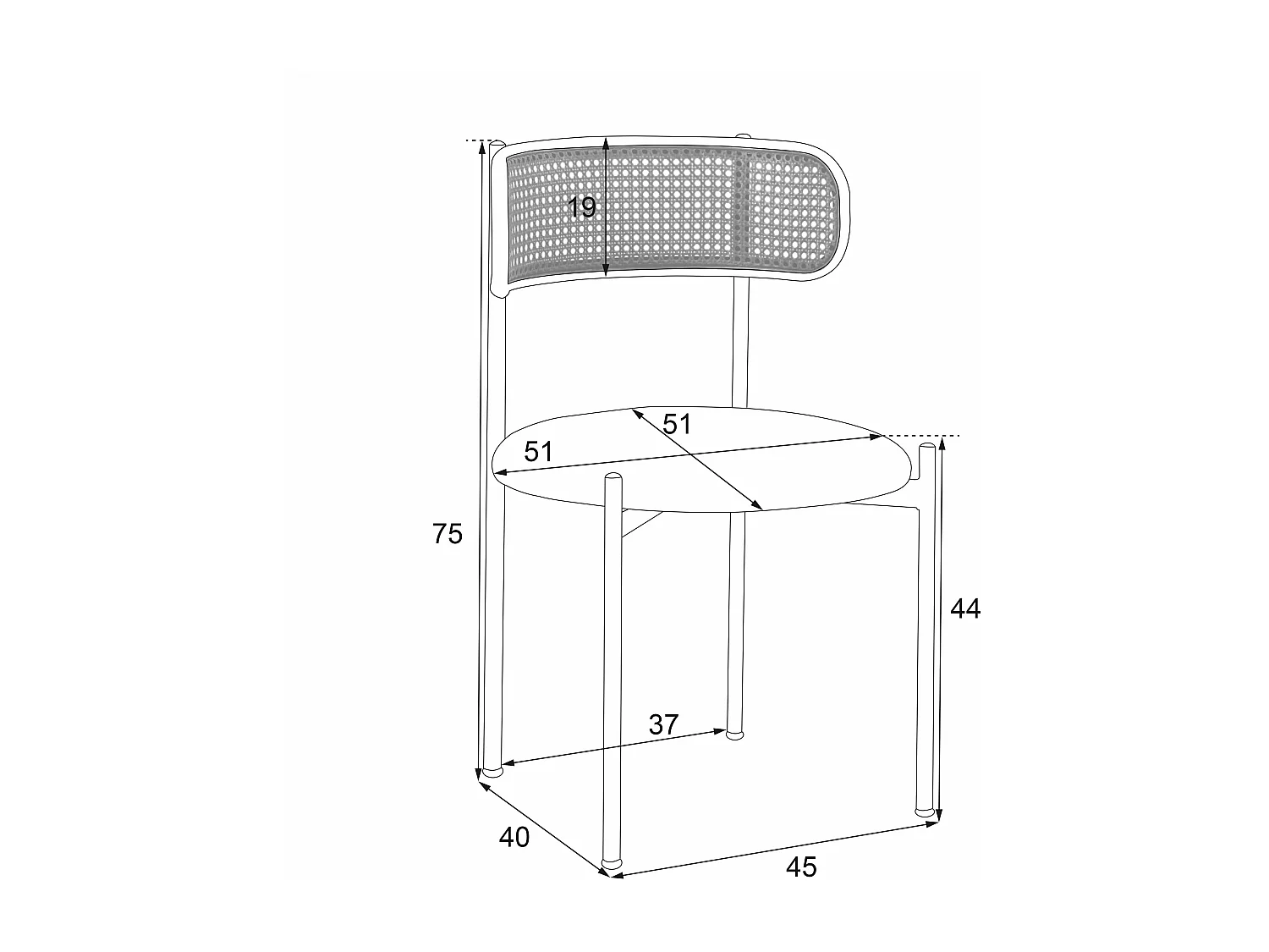 Lot de 4 chaises de salle à manger en velours, d51cm×h75cm, gris