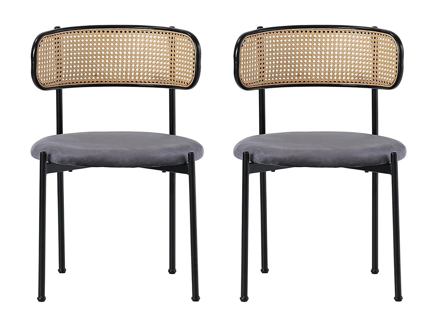 Lot de 4 chaises de salle à manger en velours, d51cm×h75cm, gris
