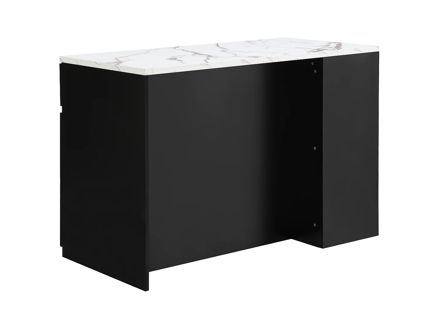 Ilot central de cuisine avec rangements - Effet marbre blanc et noir - MEILI