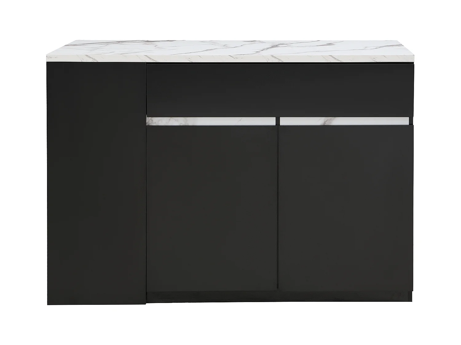Ilha central de cozinha com arrumação de arrumação - Efeito mármore branco e preto - MEILI