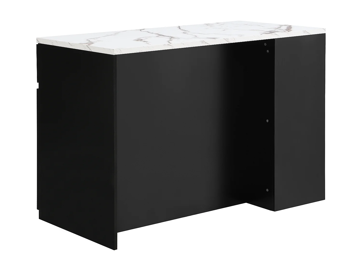 Ilot central de cuisine avec rangements - Effet marbre blanc et noir - MEILI