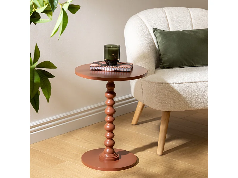 Table à café Table d'appoint Bois Terracotta D 38 cm