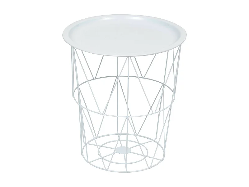 Table à café Table d'appoint en métal Blanc D 37 cm