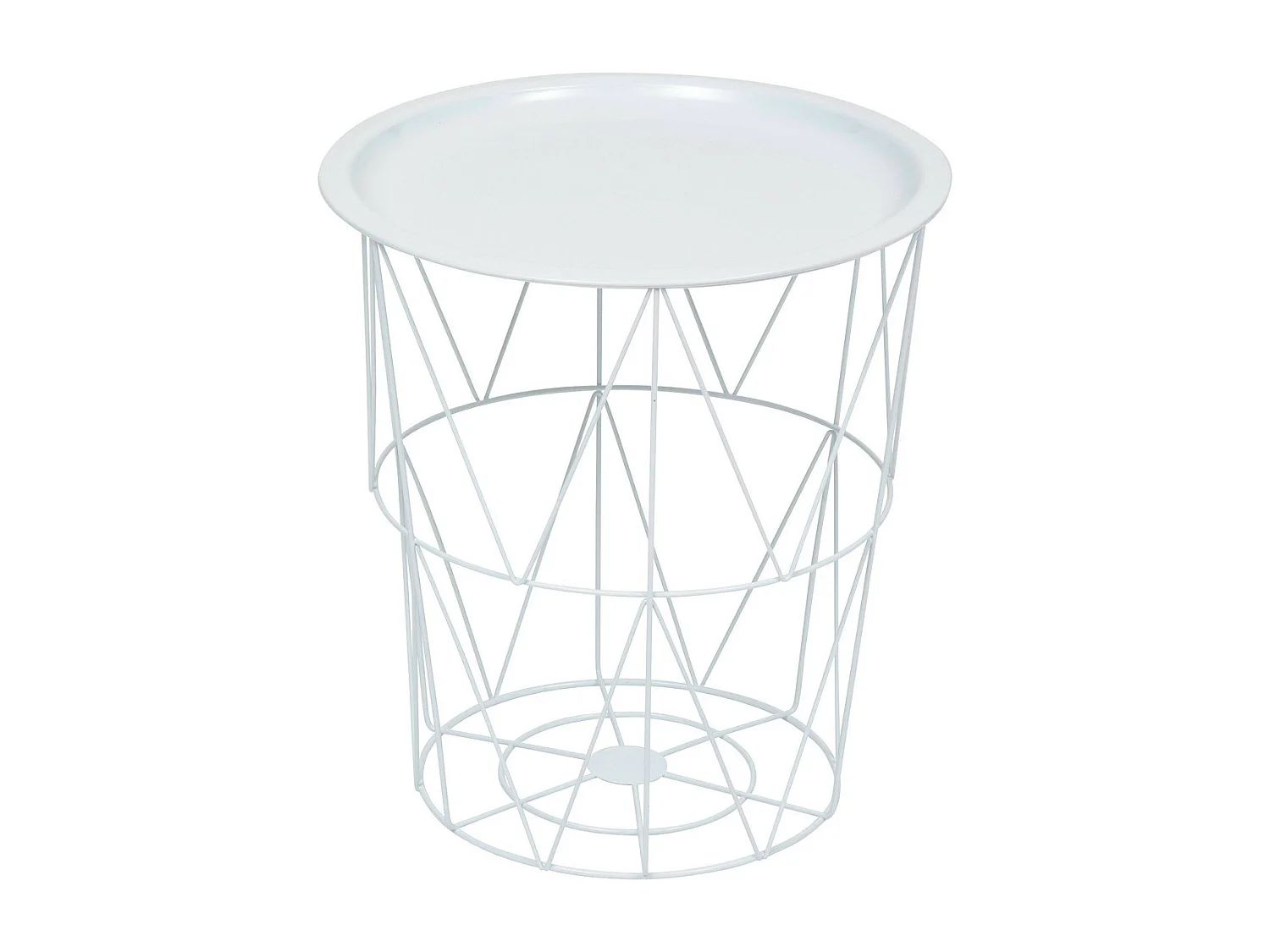 Table à café Table d'appoint en métal Blanc D 37 cm