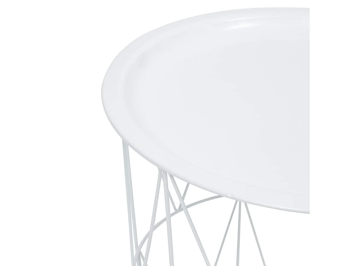 Table à café Table d'appoint en métal Blanc D 37 cm