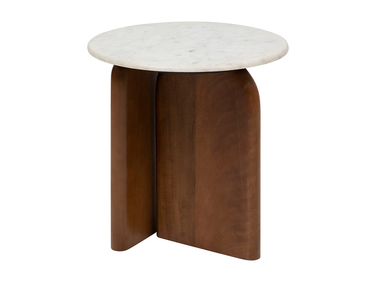 Table à café Table d'appoint en Bois de Manguier et Marbre Blanc D 51 cm