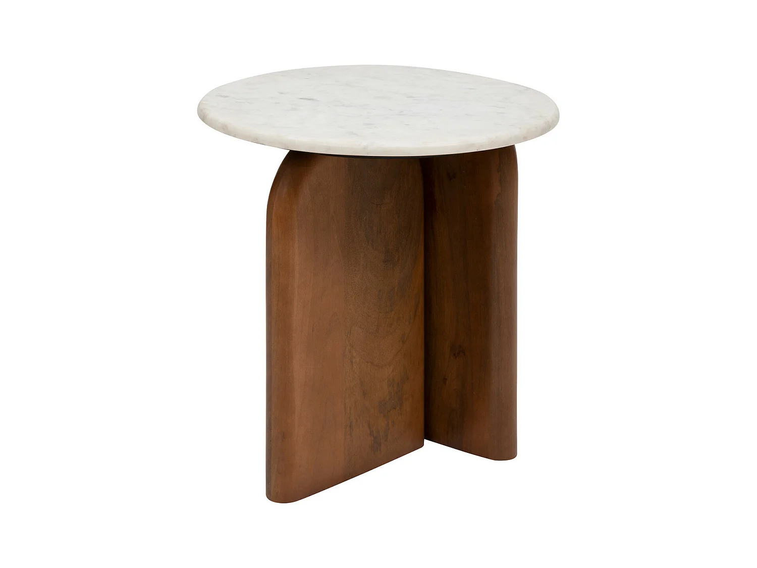 Table à café Table d'appoint en Bois de Manguier et Marbre Blanc D 51 cm
