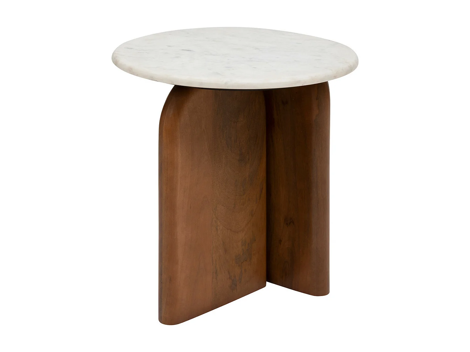 Table à café Table d'appoint en Bois de Manguier et Marbre Blanc D 51 cm