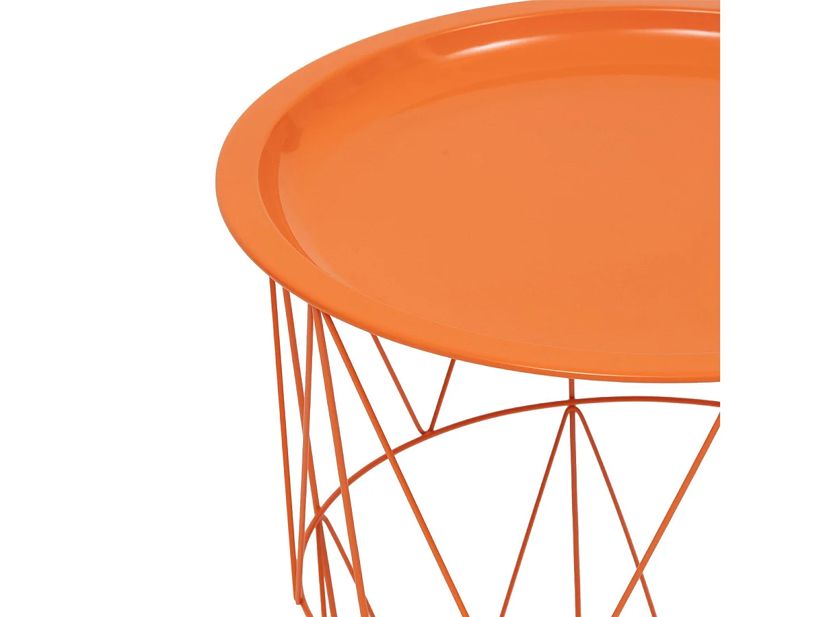 Table à café Table d'appoint en métal Orange D 37 cm