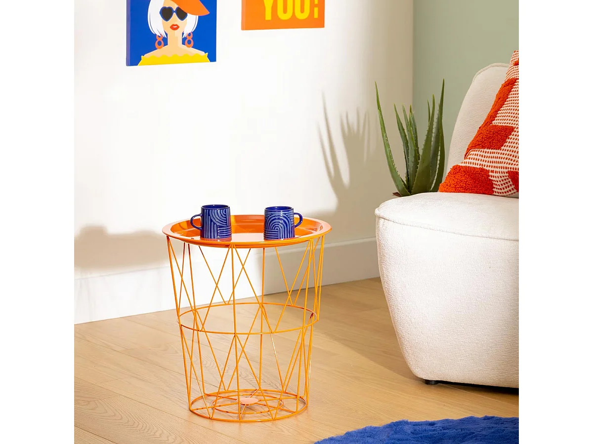 Table à café Table d'appoint en métal Orange D 37 cm
