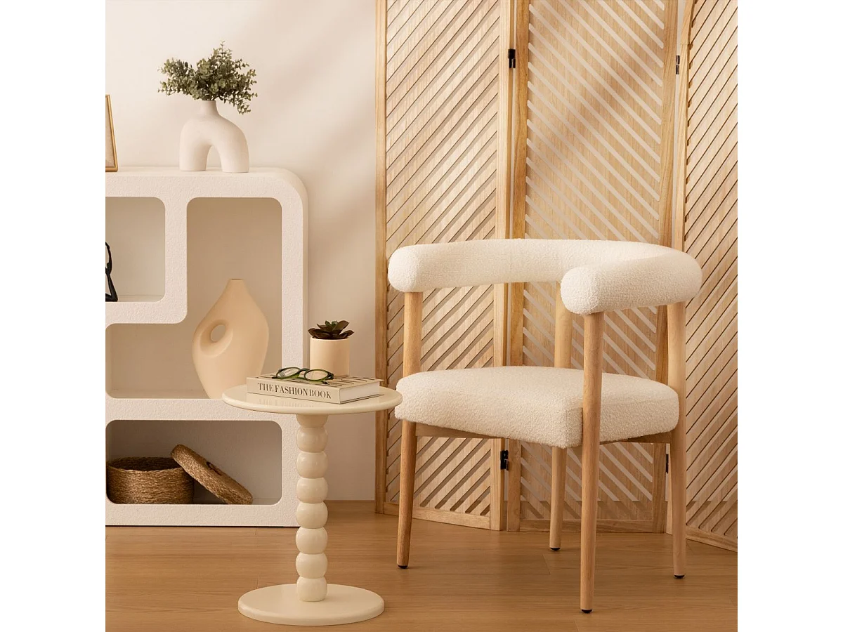 Table à café Table d'appoint en Bois Blanc cassé D 38 cm