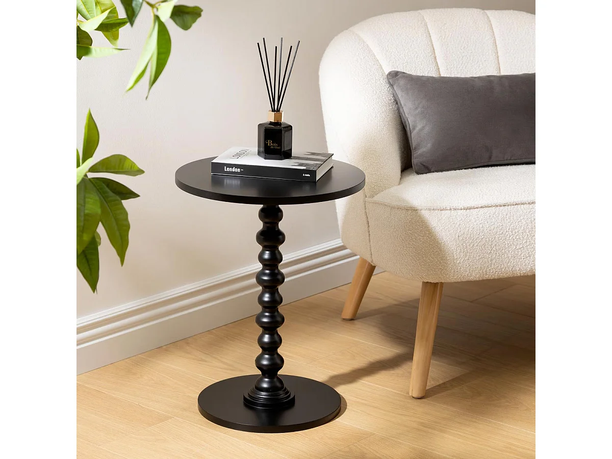 Table à café Table d'appoint Bois Noir D 38 cm