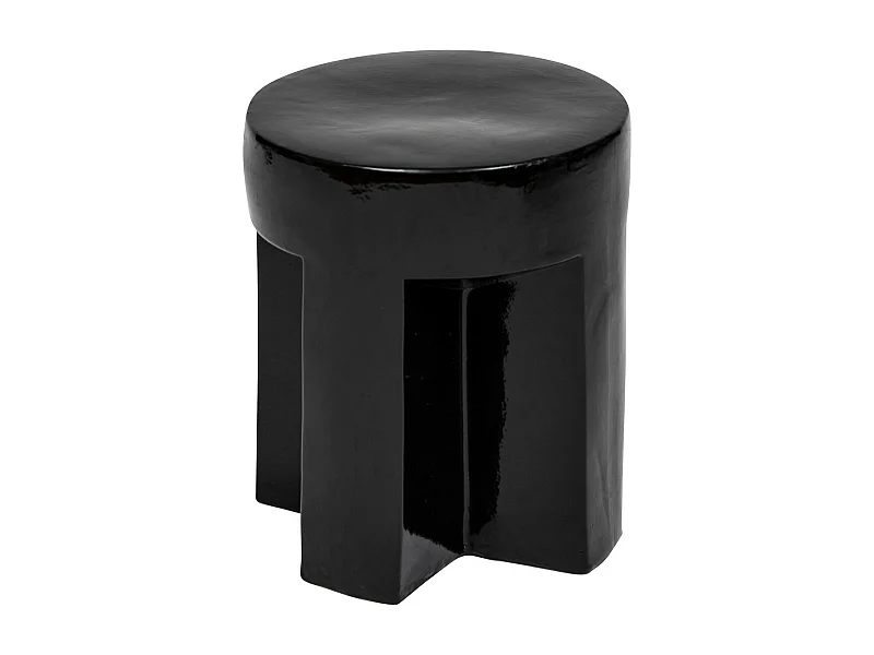 Table à café Table d'appoint en céramique Noire D 34 cm