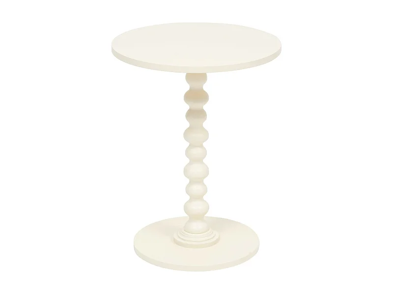 Table à café Table d'appoint Bois Blanc ivoire D 38 cm