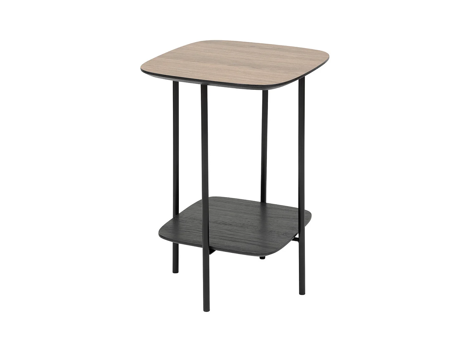 Table à café Table d'appoint  1 étagère Noir et Bois H 60 cm