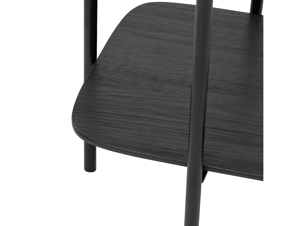 Table à café Table d'appoint  1 étagère Noir et Bois H 60 cm