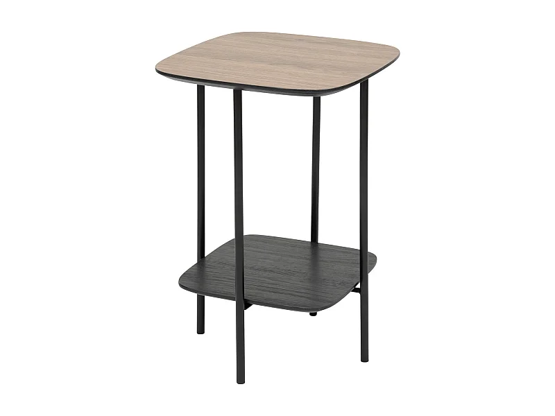 Table à café Table d'appoint  1 étagère Noir et Bois H 60 cm