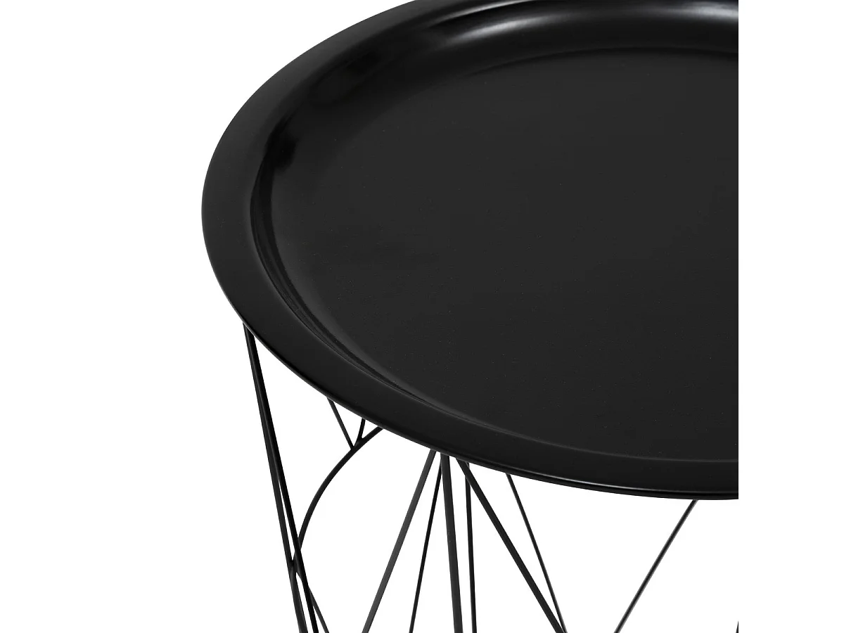 Table à café Table d'appoint en métal Noir D 37 cm